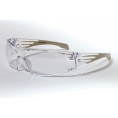 Wrap Cons 	Clear frame/white tips/clear lens